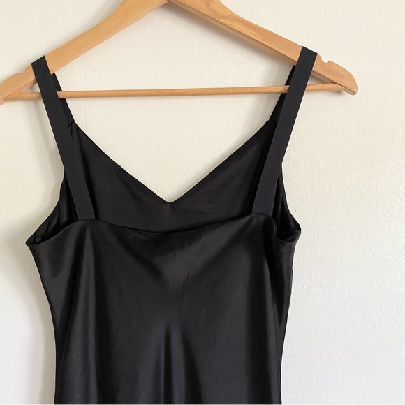 Express Satin V-Neck Midi Slip Dress Black - Picture 7 of 9